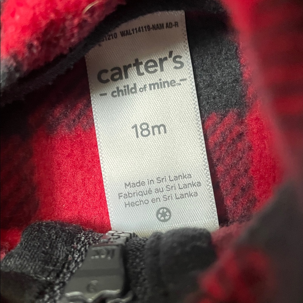 Carter's Red and Black Checkered Bear Hoodie - Picture 2 of 3